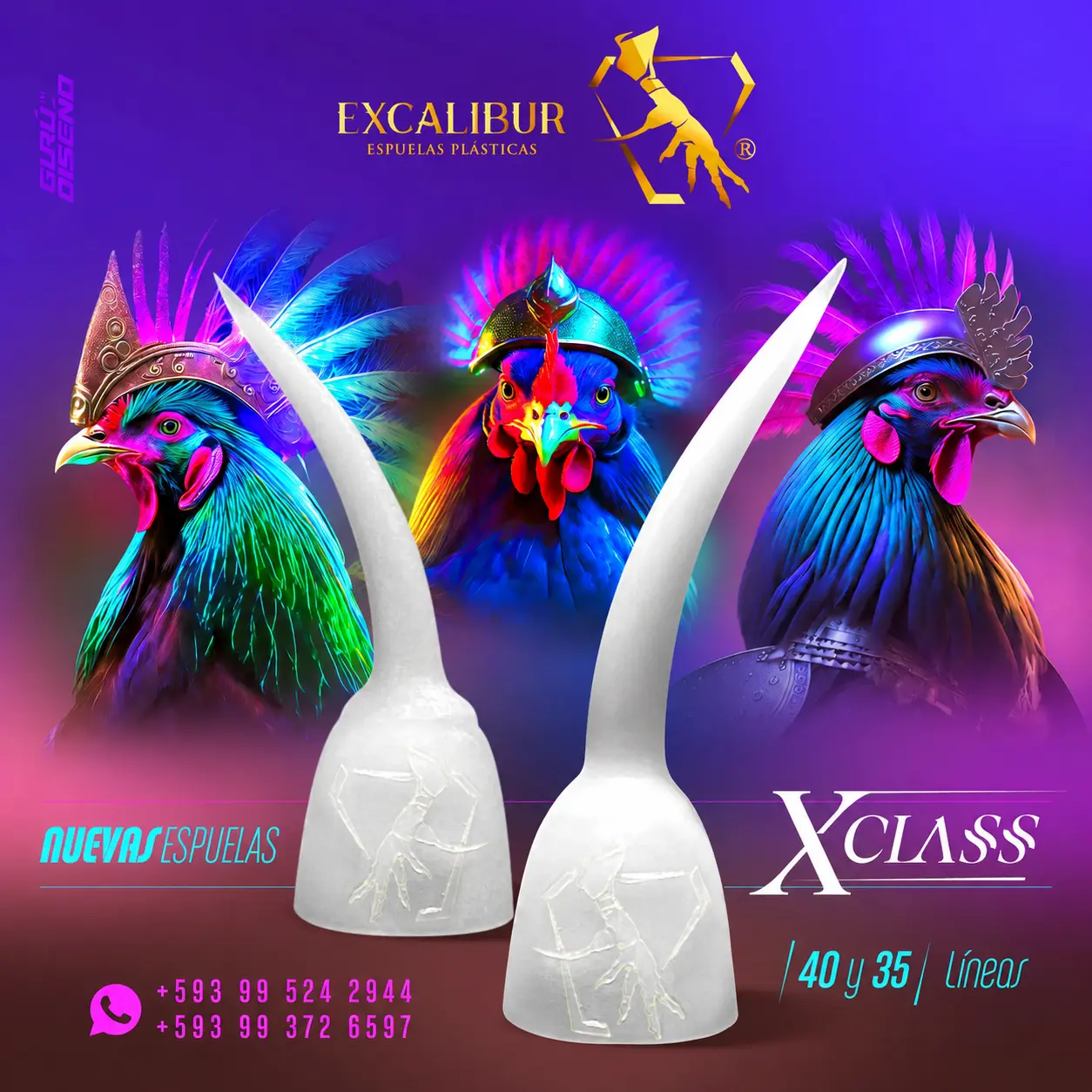 Presentación comercial de espuelas plásticas Excalibur XClass 35 y 40 líneas